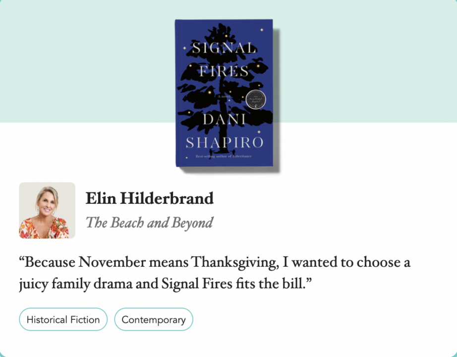 Elin Hilderbrand Literati November Book Choice